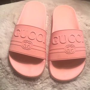 Gucci pink slides size 37.